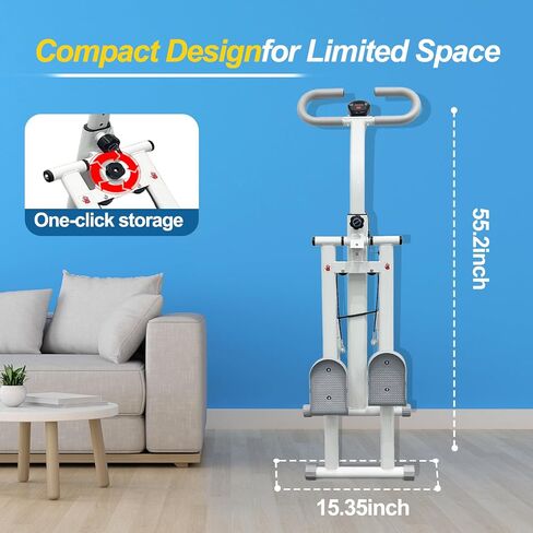 Stair Stepper for Home Vertical Climber, Foldable Full Body Exercise Aerobic Climbing Machines, Mountaineering Fitness Equipment with Adjustable Handles (White) in Kuwait