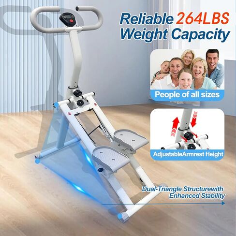 Stair Stepper for Home Vertical Climber, Foldable Full Body Exercise Aerobic Climbing Machines, Mountaineering Fitness Equipment with Adjustable Handles (White) in Kuwait