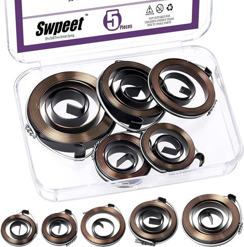 Swpeet 3Pcs 53 x 10 x 0.8mm Drill Press Return Springs Kit, Quill Spring Feed Return Coil Springs Assembly, Spring Steel Quill Feed Reset Spring Replacement for Bench Drill, Workshop Equipment Tools in Saudi Arabia