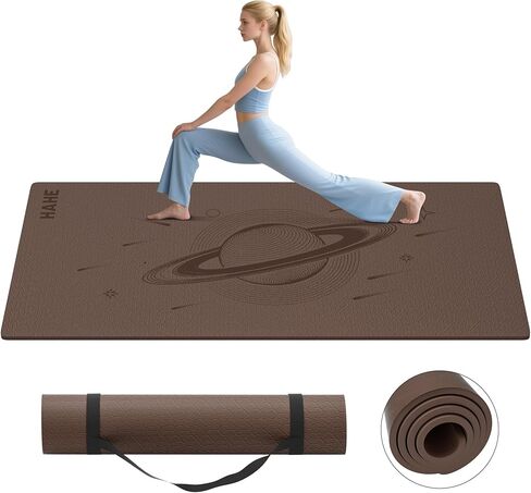 بساط يوجا كبير، بسمك 72 بوصة × 40 بوصة × 0.4 بوصة، بساط تمرين واسع جدًا، بساط تمرين كبير الحجم غير قابل للانزلاق مع حزام لليوجا والبيلاتيس واللياقة البدنية واستوديو صالة الألعاب الرياضية المنزلية in Kuwait