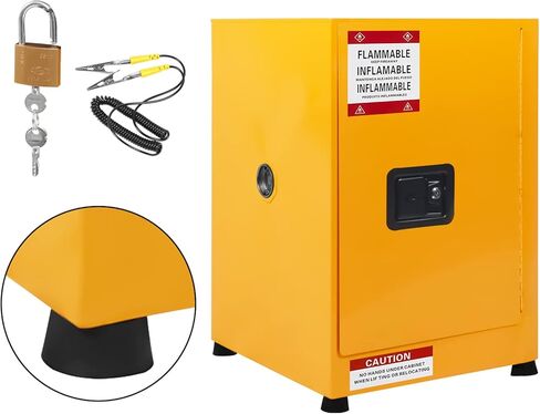 Fireproof COSHH Cabinet - Double Wall Galvanized Steel Flammable Storage - Lockable, Adjustable Shelf, Ventilation Ports - Hazardous Materials Safety Closet for Chemical, Industrial Use - in Saudi Arabia