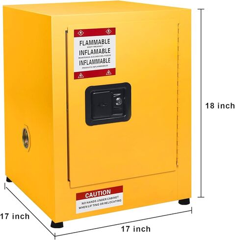 Fireproof COSHH Cabinet - Double Wall Galvanized Steel Flammable Storage - Lockable, Adjustable Shelf, Ventilation Ports - Hazardous Materials Safety Closet for Chemical, Industrial Use - in Saudi Arabia