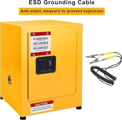 Fireproof COSHH Cabinet - Double Wall Galvanized Steel Flammable Storage - Lockable, Adjustable Shelf, Ventilation Ports - Hazardous Materials Safety Closet for Chemical, Industrial Use - in Saudi Arabia