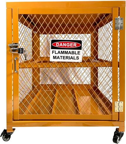 Cylinder Cabinet Single Door Horizontal Cylinder Storage, Horizontal Gas Cage,Yellow Powder Coat Finish, 4 x 33 lbs Cylinder Capacity in Saudi Arabia