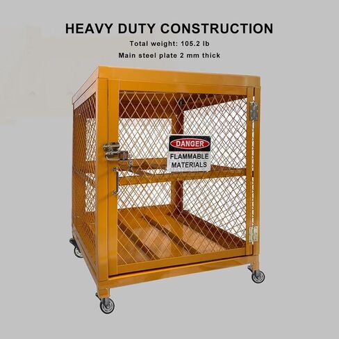 Cylinder Cabinet Single Door Horizontal Cylinder Storage, Horizontal Gas Cage,Yellow Powder Coat Finish, 4 x 33 lbs Cylinder Capacity in Saudi Arabia