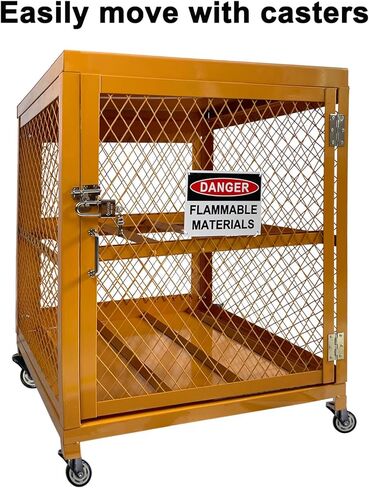 Cylinder Cabinet Single Door Horizontal Cylinder Storage, Horizontal Gas Cage,Yellow Powder Coat Finish, 4 x 33 lbs Cylinder Capacity in Saudi Arabia