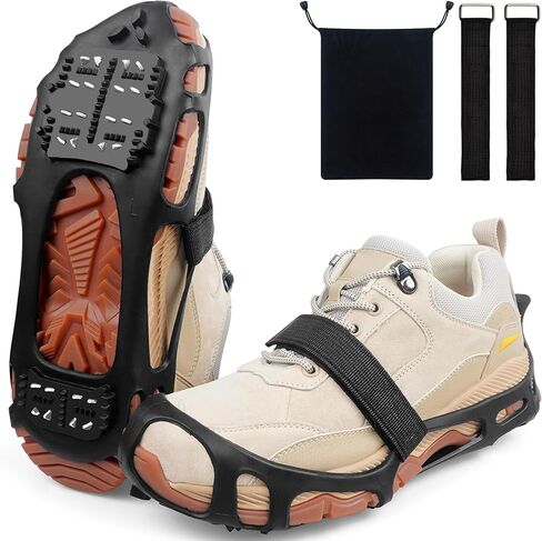 Crampons, Ice Cleats for Shoes and Boots Anti-Slip Snow Traction Cleats Walking on Snow and Ice Slip-on Stretch Footwear for Winter Walking Hiking Fishing in Saudi Arabia