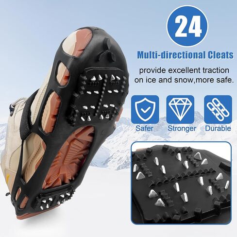 Crampons, Ice Cleats for Shoes and Boots Anti-Slip Snow Traction Cleats Walking on Snow and Ice Slip-on Stretch Footwear for Winter Walking Hiking Fishing in Saudi Arabia