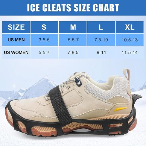 Crampons, Ice Cleats for Shoes and Boots Anti-Slip Snow Traction Cleats Walking on Snow and Ice Slip-on Stretch Footwear for Winter Walking Hiking Fishing in Saudi Arabia