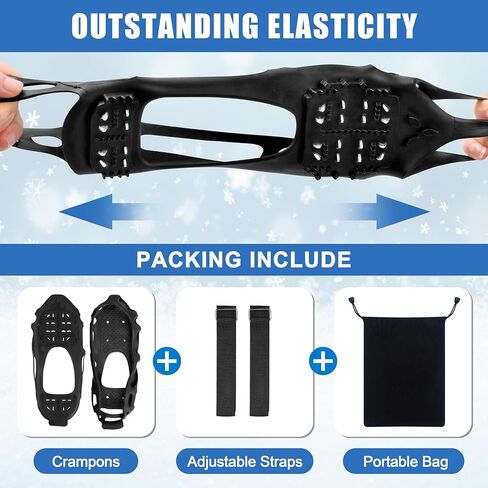 Crampons, Ice Cleats for Shoes and Boots Anti-Slip Snow Traction Cleats Walking on Snow and Ice Slip-on Stretch Footwear for Winter Walking Hiking Fishing in Saudi Arabia