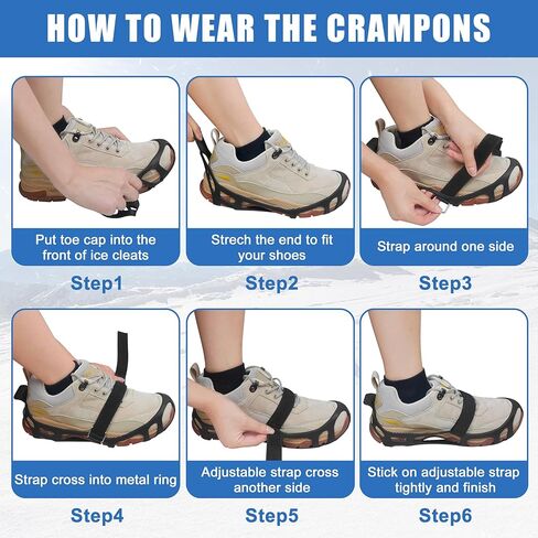 Crampons, Ice Cleats for Shoes and Boots Anti-Slip Snow Traction Cleats Walking on Snow and Ice Slip-on Stretch Footwear for Winter Walking Hiking Fishing in Saudi Arabia