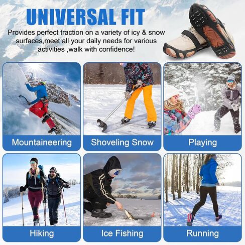 Crampons, Ice Cleats for Shoes and Boots Anti-Slip Snow Traction Cleats Walking on Snow and Ice Slip-on Stretch Footwear for Winter Walking Hiking Fishing in Saudi Arabia