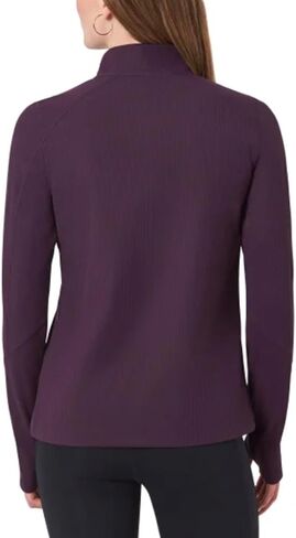 Mondetta Women's Long Sleeve Active Ribbed 1/2 Zip Top with Thumb Holes (US, Alpha, Large, Regular, Regular, Purple) in Saudi Arabia