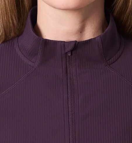 Mondetta Women's Long Sleeve Active Ribbed 1/2 Zip Top with Thumb Holes (US, Alpha, Large, Regular, Regular, Purple) in Saudi Arabia