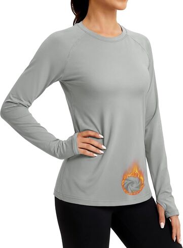 TACVASEN Women's Thermal Long Sleeve Shirts Fleece Lined Underwear Moisture Wicking Athletic Base Layer for Cold Weather in Saudi Arabia