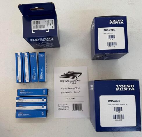 Volvopenta 5.0 ، 5.7 ، 8.1L OEM Service Kit GI/GXI/GSI يشمل: مرشح الوقود والزيت ، المكره ، و AC SPACKs (8.1L (496) GI/GXI) in Kuwait