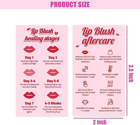 Lip Blush Aftercare Cards – 100 Pack 2x3.5 Inch Business Card Size, Lip Blush Healing Stages & Aftercare Instruction Cards for P M U Artists, Med Spa, Esthetician & Aesthetic Clinic Supplies in Saudi Arabia