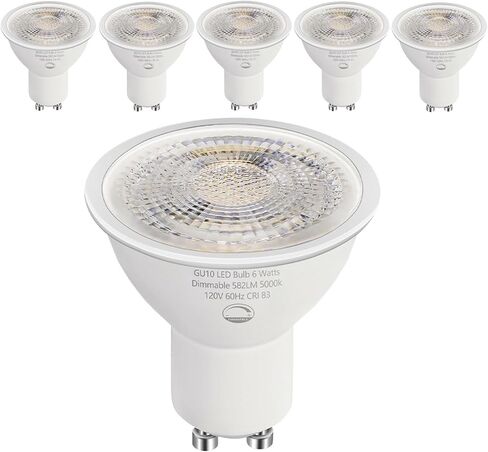 6-Pack GU10 LED Bulbs Dimmable,6W (50W Equivalent), 3000K Soft White 582 Lumens, Perfect for Recessed Lighting, Track Lighting, Accent Lights(Not for Candle Warmers) in Kuwait