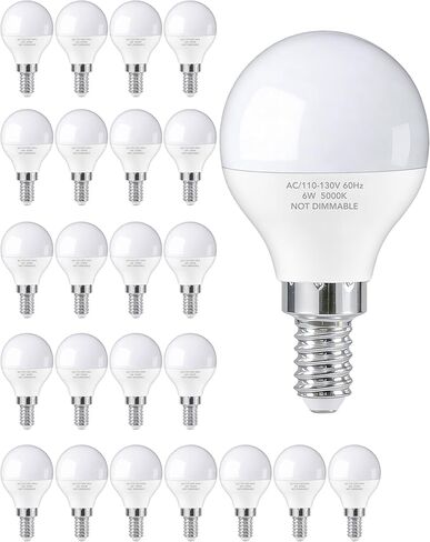 PARTPHONER E12 LED Bulbs 60W Equivalent, E12 Small Base Candelabra Ceiling Fan Bulbs 6W 620LM, A15 Globe Bulb 85+ CRI Non-dimmable 5000K Daylight White, 6 Pack in Kuwait