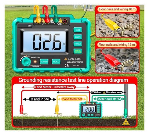 Resistance Tester, MH14 Electrical Insulation Resistance Tester Digital High-Precision Grounding Measuring Meter in Saudi Arabia