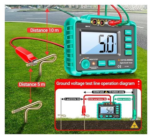 Resistance Tester, MH14 Electrical Insulation Resistance Tester Digital High-Precision Grounding Measuring Meter in Saudi Arabia