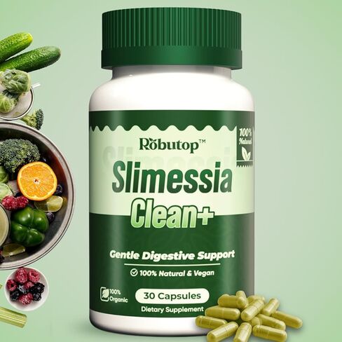 Slimessia Clean+ Gut Cleanse Detox with Moringa Seeds, Mulberry Leaves, Ginger-Daily Gentle Digestive Support - 30 Capsules - Non-GMO, Plant Based - Natural Ingredients in Saudi Arabia