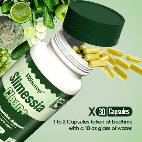 Slimessia Clean+ Gut Cleanse Detox with Moringa Seeds, Mulberry Leaves, Ginger-Daily Gentle Digestive Support - 30 Capsules - Non-GMO, Plant Based - Natural Ingredients in Saudi Arabia