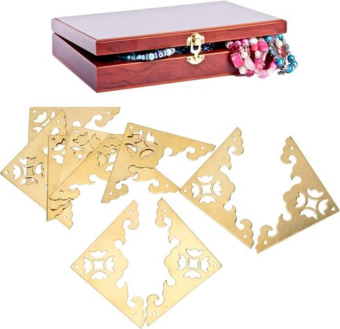 10Sets Antique Decorative Box Corner 8x5.5cm One Sided Hollow Pattern Wooden Box Corner Decorative Cover for DIY Luggage in Saudi Arabia