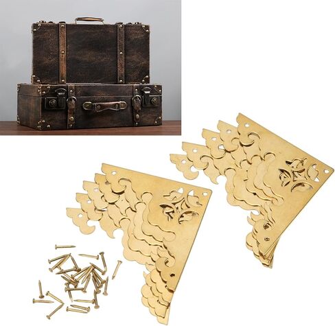 10Sets Antique Decorative Box Corner 8x5.5cm One Sided Hollow Pattern Wooden Box Corner Decorative Cover for DIY Luggage in Saudi Arabia
