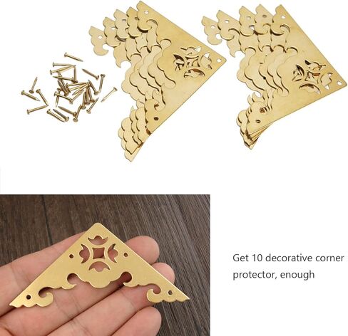 10Sets Antique Decorative Box Corner 8x5.5cm One Sided Hollow Pattern Wooden Box Corner Decorative Cover for DIY Luggage in Saudi Arabia