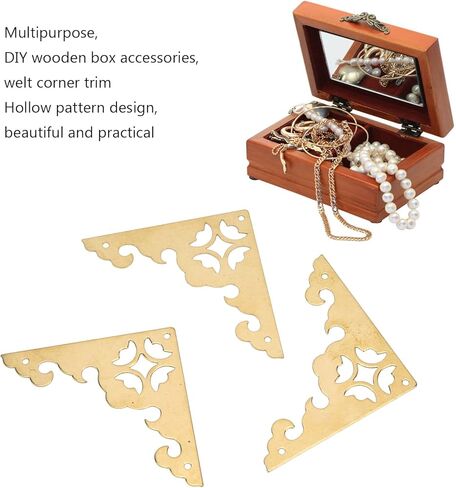 10Sets Antique Decorative Box Corner 8x5.5cm One Sided Hollow Pattern Wooden Box Corner Decorative Cover for DIY Luggage in Saudi Arabia