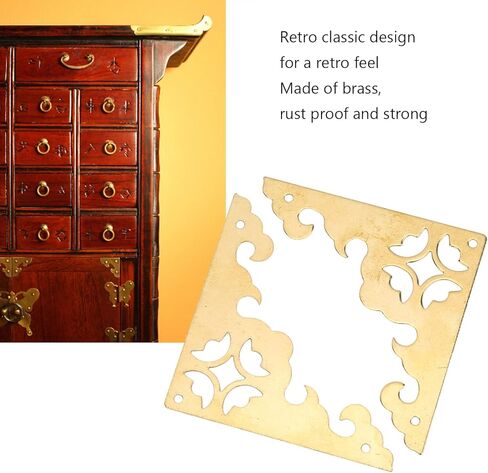 10Sets Antique Decorative Box Corner 8x5.5cm One Sided Hollow Pattern Wooden Box Corner Decorative Cover for DIY Luggage in Saudi Arabia