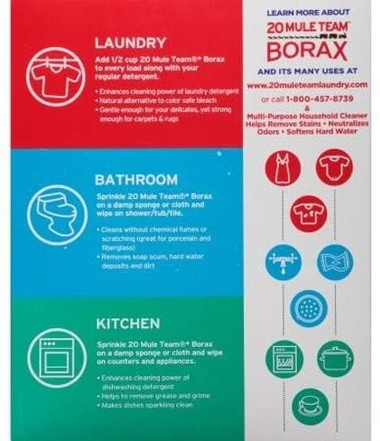 بوراكس معزز الغسيل الطبيعي ومنظف منزلي متعدد الأغراض 4 رطل 1 أوقية. (65 أونصة) (عبوة من قطعة واحدة) in Kuwait