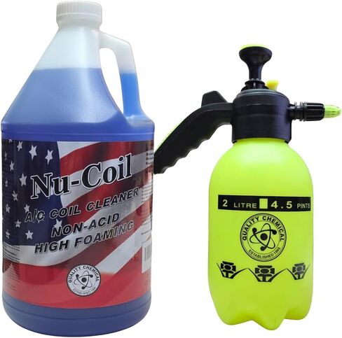 Quality Chemical Nu-Coil Professional Grade Concentrated/Air Conditioner Alkaline Condenser Coil Cleaner for AC Unit/AC Coil Cleaner 1 Gallon (128 oz) with Pressure Sprayer in Kuwait
