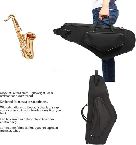 Alto Saxophone Case, 2-in-1 Padded Backpack Gig Bag with 20mm Padding Accessory Pocket, Water Proof Oxford Cloth for Travel Performance Lightweight Protective Carry Case in Saudi Arabia