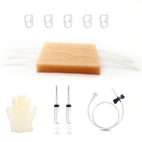 Venipuncture IV Pad，Injection Pad，Silicone IV Practice Pad with 4 Veins Imbedded-Phlebotomy Practice-Blood Draw Practice-IV Injection-Blood Return，Injection Training Pad，Phlebotomy School，Phlebotomist in Kuwait