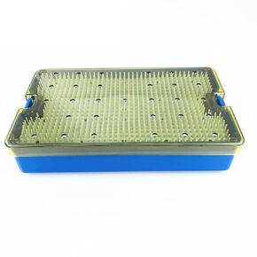 Double Layer Plastic SterilizationTray Box Case with Silicone Mat for Holding Instrument Autoclavable in Kuwait