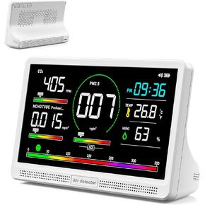 16 in 1 Air Quality Monitor Indoor 7" Display 9 AQI+7 AQI Alerts,Portable Air Quality Tester CO2, TVOC, PM2.5 PM1.0 PM10, HCHO Temperature Humidity Temp & Time Air Quality Meter for Home in Saudi Arabia