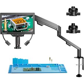 TOMLOV 3D Digital Microscope for Soldering: Magnetic Dual Lens Micro Scope TM3K-3D for Adult, Coin Microscope with Flex Arm, 3K 7-Inch IPS Screen, HDMI/USB Output, Gooseneck Light, Repair Mat, 64GB in Kuwait