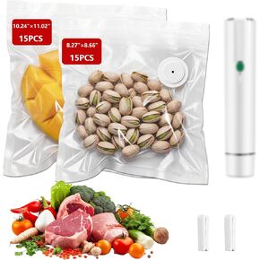30 عبوة من أكياس تفريغ الهواء القابلة لإعادة الاستخدام من أجل Vixino، أكياس Sous Vide شديدة التحمل خالية من مادة BPA (15 صغيرة، 15 متوسطة) مع مشبكين للغلق، أكياس تخزين طعام مضادة للتسرب للفريزر والميكروويف وإعداد الوجبات in Kuwait