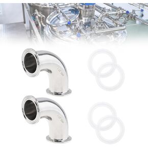 2 Inch 90 Degree Tri Clamp Sanitary Elbow Fittings (2-Set) - Stainless Steel 304 Sanitary Pipe Fittings with Silicone Gaskets, OD 64mm Mirror Finish for Home Brew Use in Kuwait