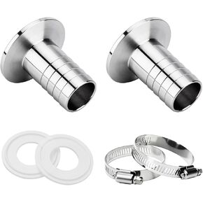2 حزمة 1.5 "ثلاثي المشبك إلى 1" بارب تركيب الفولاذ المقاوم للصدأ محول تركيبات خرطوم صحي مع 2 قطعة حشية سيليكون ومشبك خرطوم (1 بوصة خرطوم بارب) in Kuwait