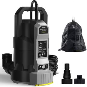 InoKraft E-Float Automatic Sump Pump 1/2HP, 2500 GPH Submersible Water Pump with Auto/Manual Mode, Mesh Bag, Universal Hose Adapters, Built-In 25FT Cord for Pool, Basement, and Outdoor Use,Black in Kuwait