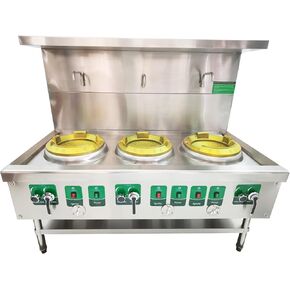 Commercial 3-Burner Gas Stove, 110V, 120W, Stainless Steel, Radiant Heat, 85300BTU, Liquefied & Natural Gas in Kuwait