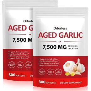 كبسولات هلامية من الثوم 300 عدد 2 عبوة - مكمل ثوم يمكن التحكم في الرائحة - دعم عشبي تقليدي - كبسولات هلامية سهلة البلع - غير معدلة وراثيًا، خالية من الغلوتين in Kuwait