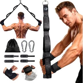 Tricep Rope Cable Attachment with 6 Anti-Slip Handles, Extra-Long Adjustable Pull Down Rope with Wrist Brace & Ankle Strap for Pushdowns, Crunches & Extensions, Cable Machine Attachment for Home & Gym in Kuwait