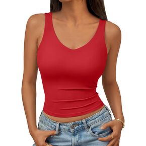 Trendy Queen Womens Tank Tops Double Lined Crop Sleeveless Going Out Camisole Summer Fashion Basic Soft Spring Clothes 2025 in Kuwait