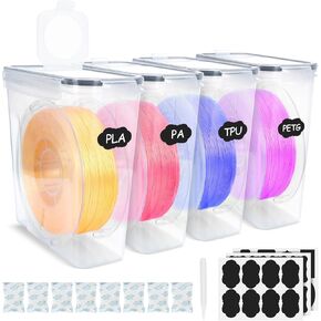 مجموعة صندوق تخزين الشعيرات - 4 عبوات من حاويات الشعيرات مع ملصق مجفف وقابل لإعادة الاستخدام لطباعة ثلاثية الأبعاد، صندوق تخزين خيوط الطباعة والحماية ضد الماء والغبار 4.0 لتر in Kuwait