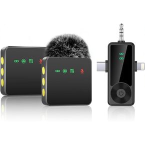 ميكروفون لاسلكي 3 في 1 لأجهزة iPhone/Android/الكاميرا مع خاصية إلغاء الضوضاء، ميكروفونات صغيرة بعمر بطارية تدوم 20 ساعة للبودكاست والفيديو والتسجيل ومدونات الفيديو والبث in Kuwait