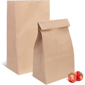 50 Pcs 12 Lb 13 x 7 x 4.5" Brown Paper Lunch Bags, Large Durable Paper Bags Bulk for Packing, Delivery, Take Out, Grocery, Retail Shopping, Heavy Duty Kraft Paper Sack for Snacks, Bakery in Saudi Arabia
